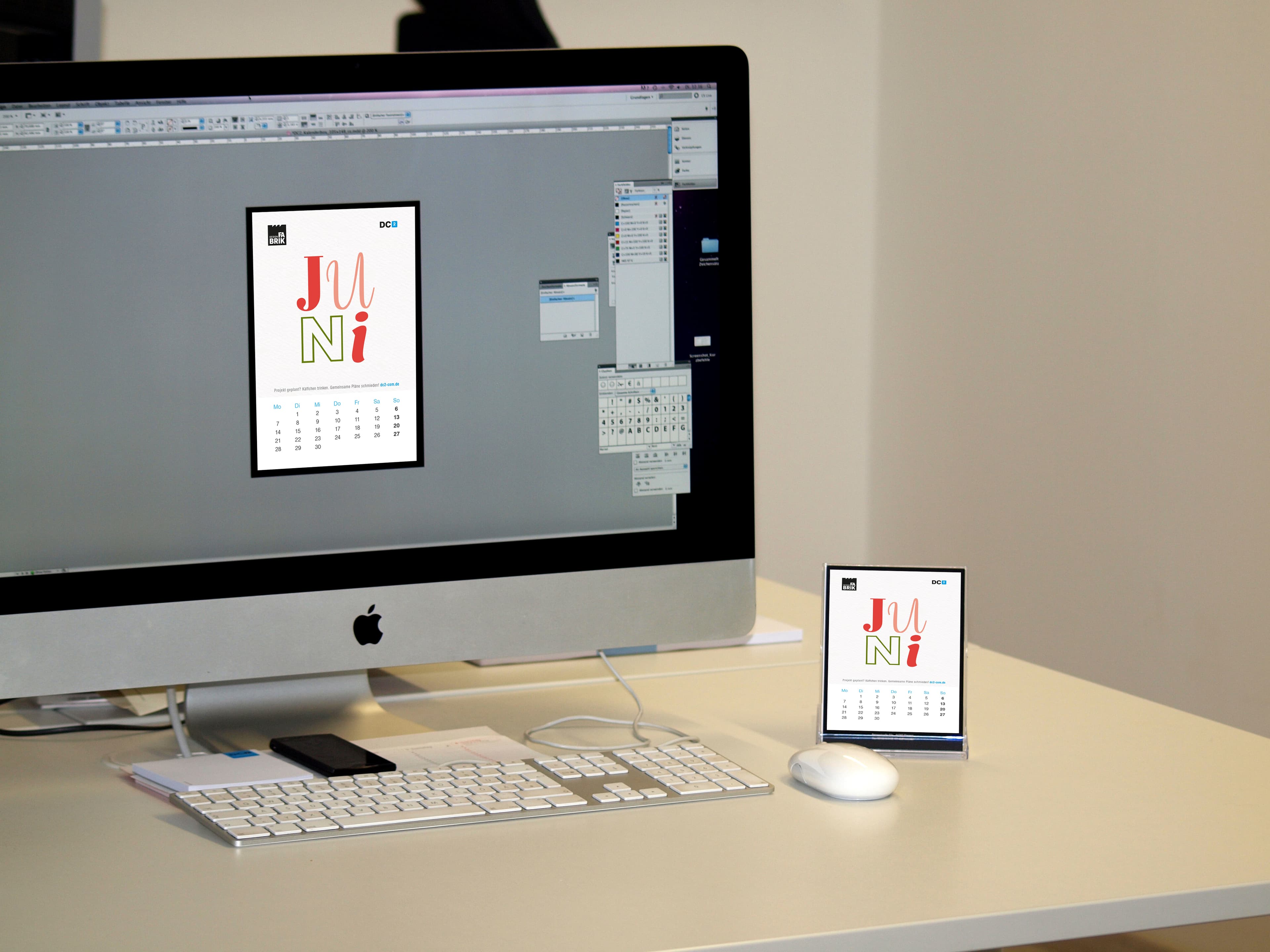 Monitoransicht mit Designfabrik-Kalendermotiv als Einblick in die gestalterische Ausarbeitung